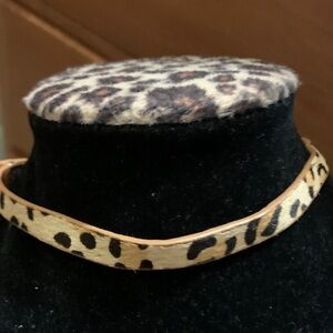 Leopard Print Leather Choker Necklace - Tan Black